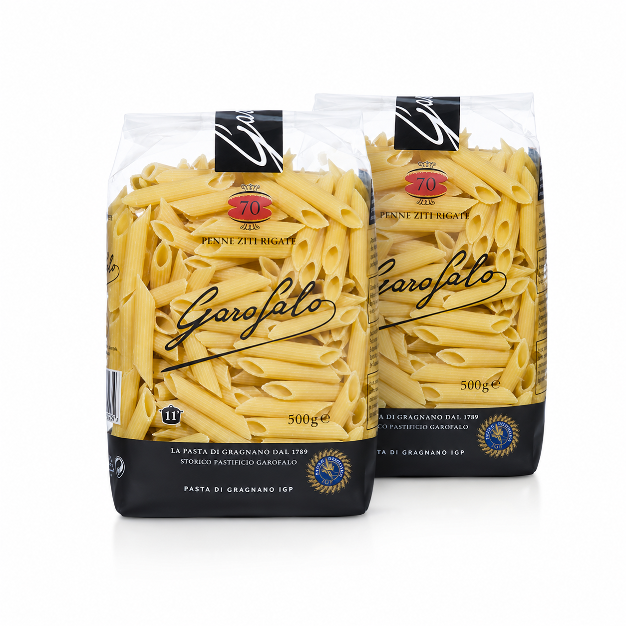 Penne Rigate Pasta, 2-Pack Durum Wheat Semolina Pasta, Italian Style Tube Pasta, 500g Each