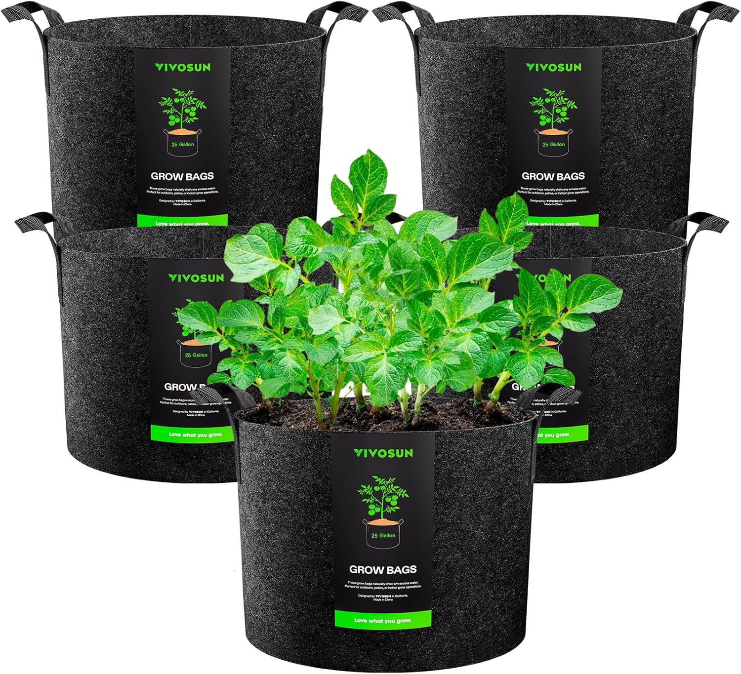 Fabric Grow Bags with Handles, Thickened Breathable Plant Pots, Nonwoven Garden Planters for Vegetables, Flowers, Indoor & Outdoor Gardening