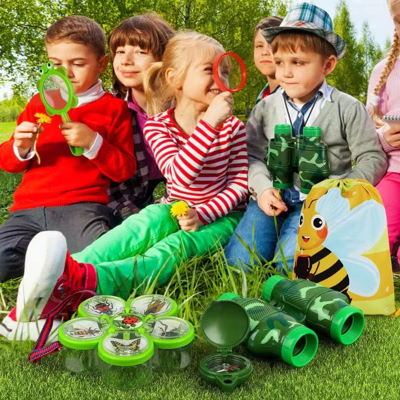 Kids Insect Catching Kit 19PCS Outdoor Explorer Set with Binoculars, Bug Catcher, Magnifier & Backpack