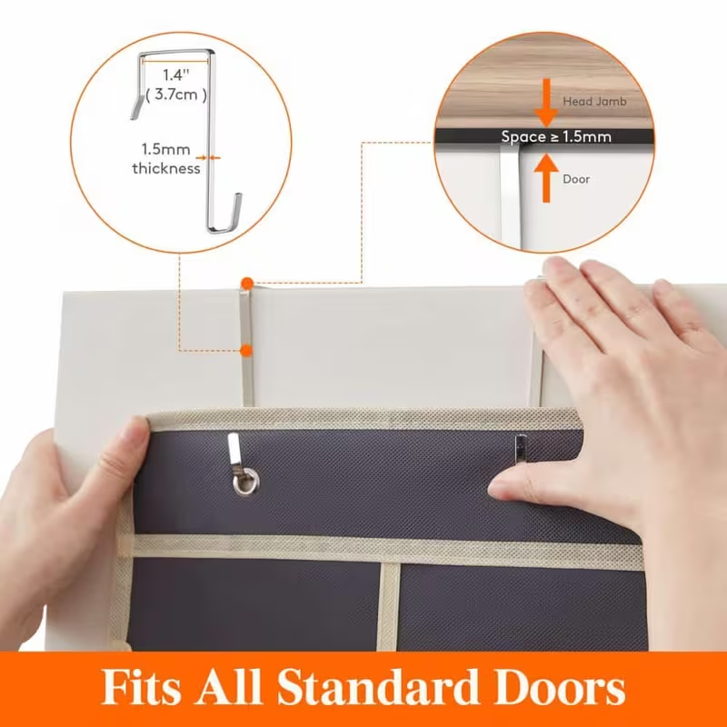 Over The Door Hanging Organizer – 24 Pocket Storage Bag for Shoes, Socks and Accessories