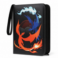 4-Pocket Trading Card Binder with 50 Removable Sleeves, Up to 400-Card Capacity, Zipper Closure & Wrist Strap