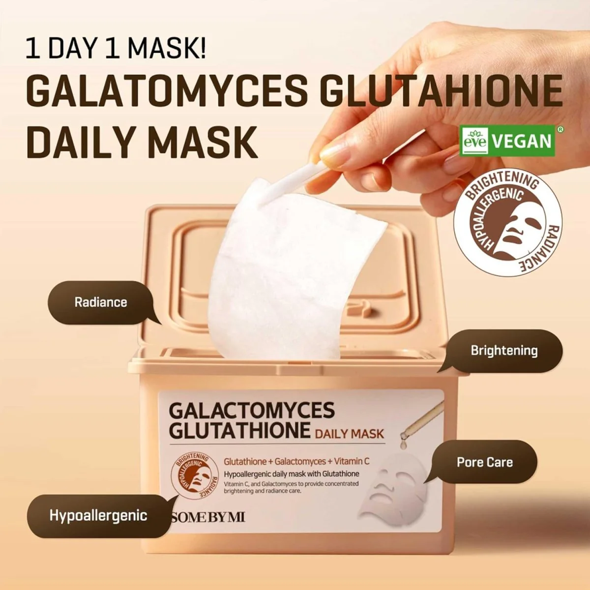SOME BY MI Galactomyces Glutathione Daily Mask 30pcs, Best Before 1/20/2028