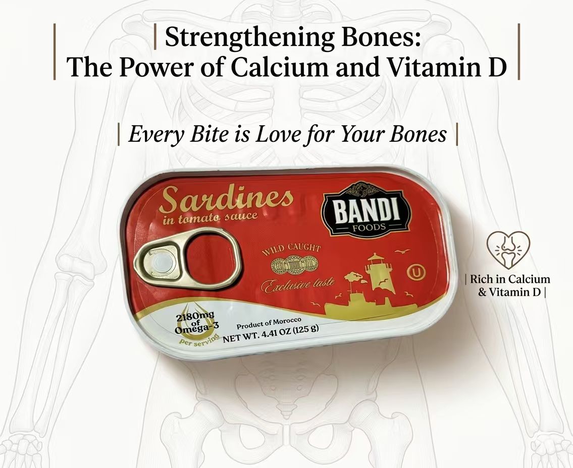 BANDI FOODS Sardines in Tomato Sauce – Wild Caught, 2180mg Omega-3 per Serving, Exclusive Taste, Product of Morocco, Net Wt. 4.41 oz (125 g), Best Before Dec 31, 2027