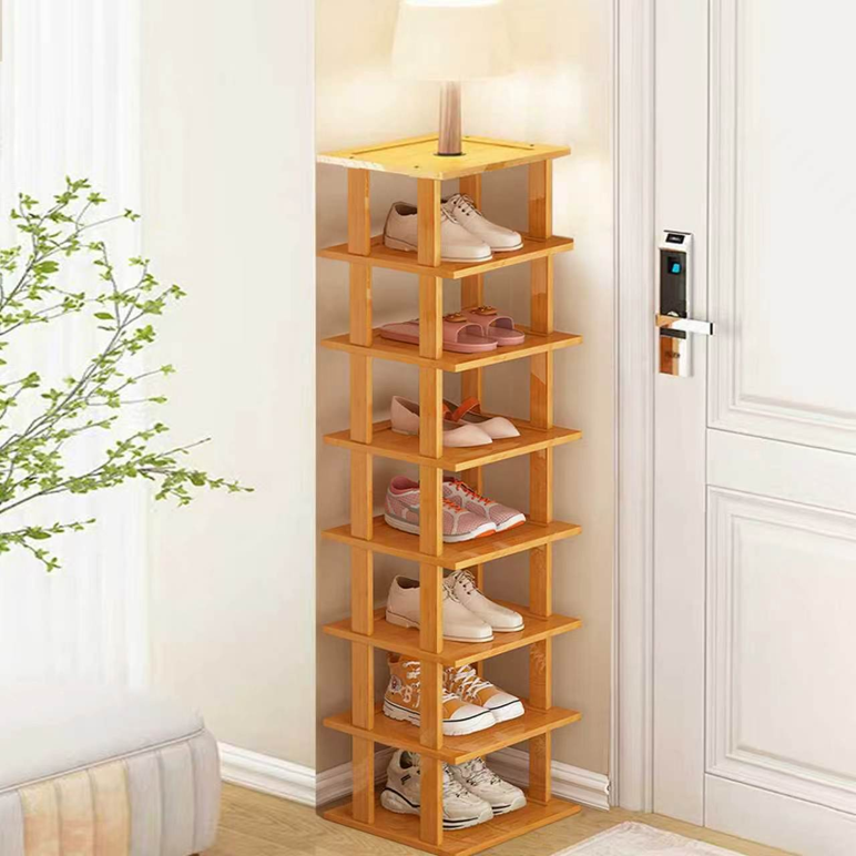 8-Tier Bamboo Shoe Rack – Freestanding Entryway Storage Organizer
