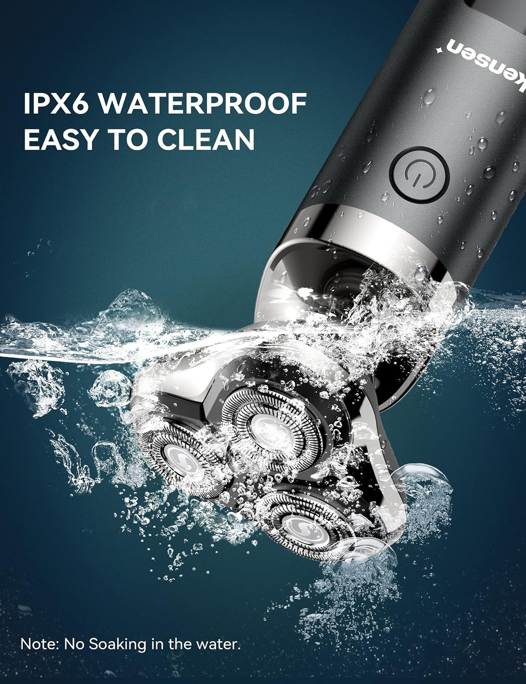 KENSEN Men's Rechargeable Rotary Electric Shaver – Wet & Dry, IPX6 Water-Resistant, LED Display