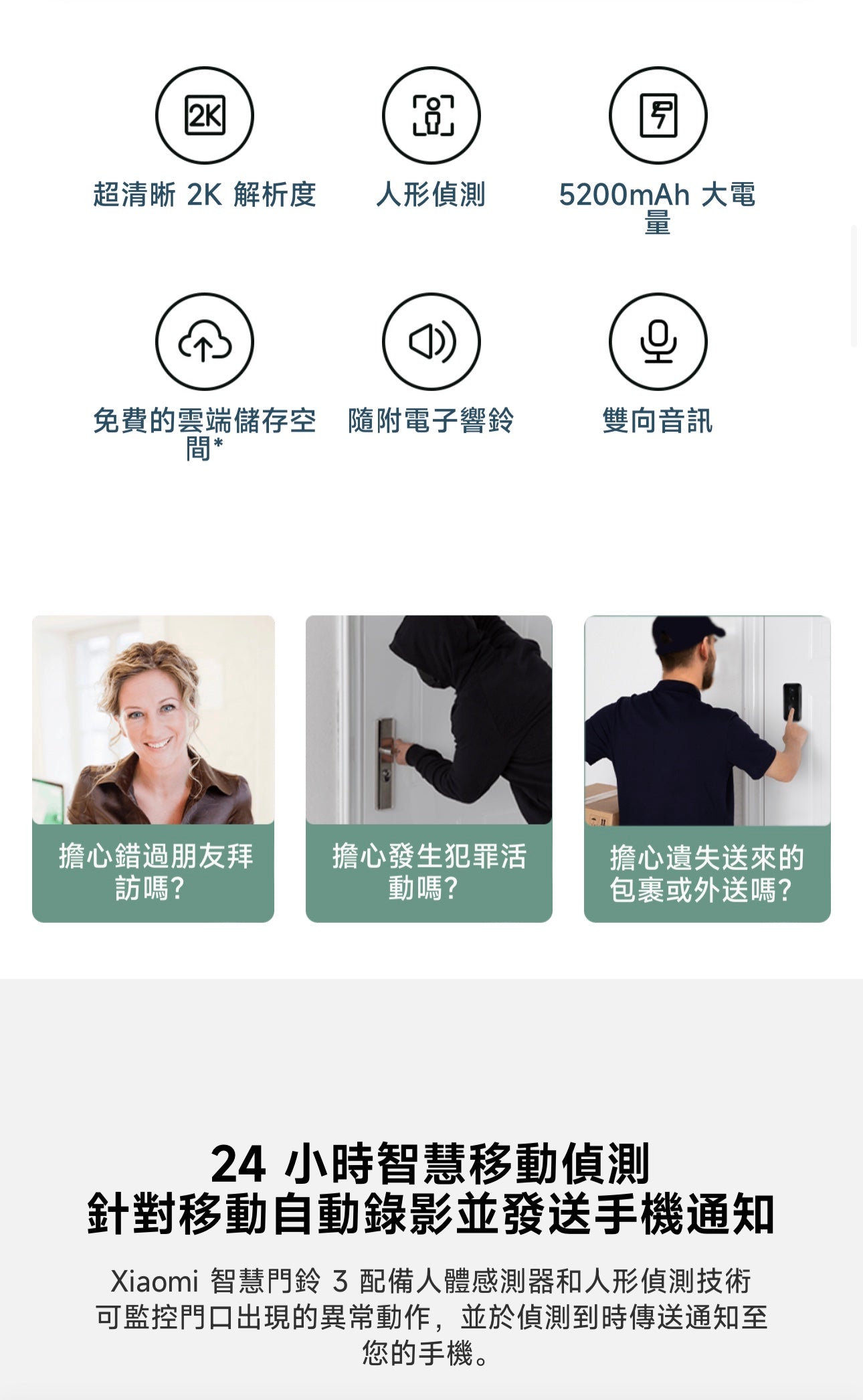 Smart Wireless Video Doorbell Camera – 2K HD Security Doorbell with Night Vision, Motion Detection & Two-Way Audio