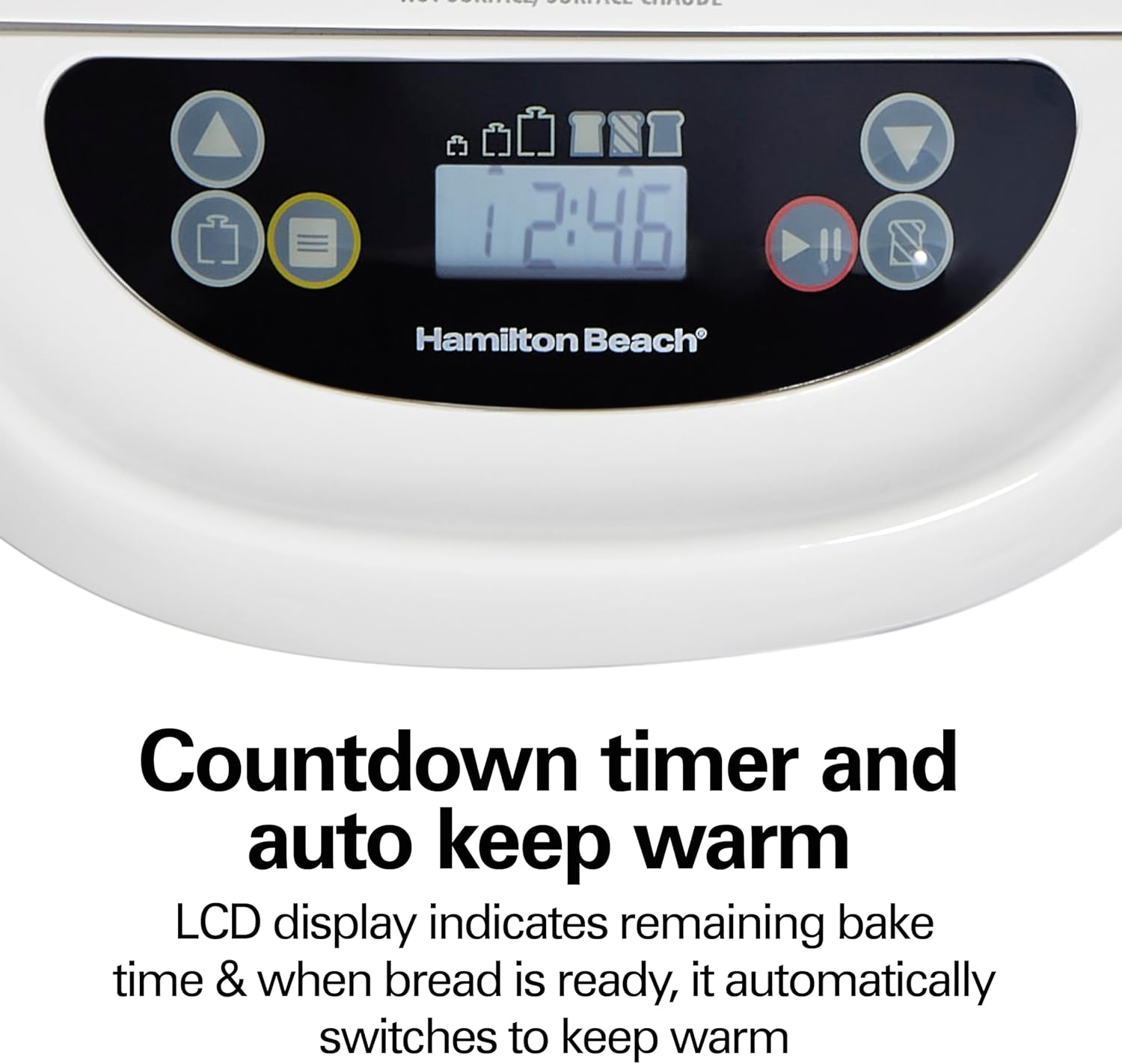 Open Box Hamilton Beach Digital Bread Maker with 14 Programs, 1-2 lb Loaf Capacity, 3 Crust Settings & Delay Timer - White/Stainless Steel