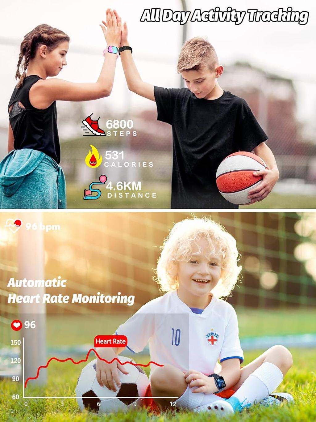 Kids Smart Watch Fitness Tracker Waterproof Activity Tracker with Sleep Monitor Pedometer Alarm Touch Screen