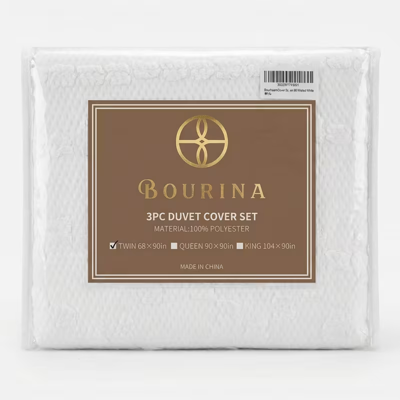 Bourina 3 Piece Duvet Cover Set Soft Microfiber Bedding Set with 2 Pillow Shams, Navy Blue  Dark Gray  White, Twin Size