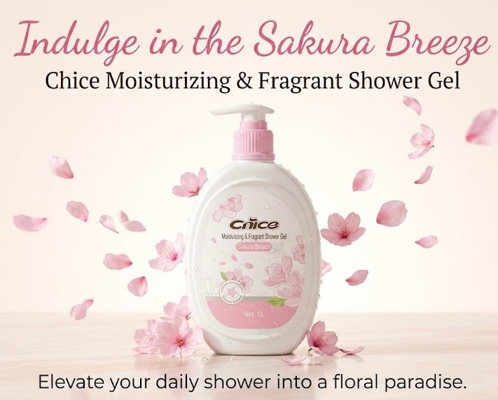 Cnice Floral Scent Body Wash, 1L Cherry Blossom Fragrance Shower Gel, Gentle Daily Cleansing Body Wash for Smooth & Fresh Skin Feel