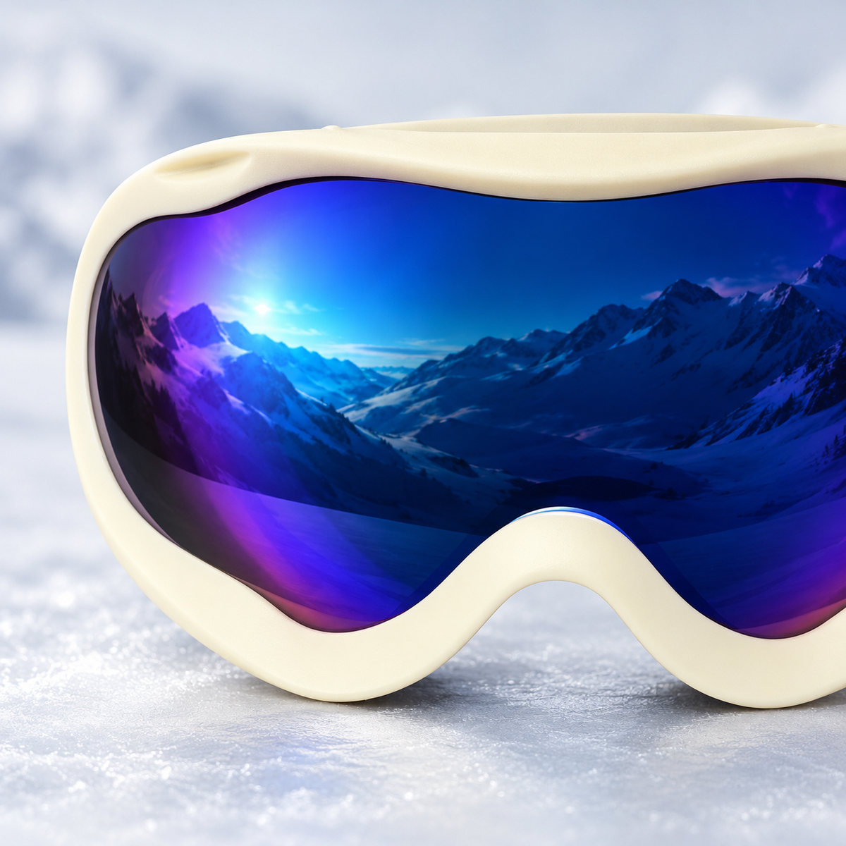 White Frame Ski & Snowboard Goggles – Dual Lens, Adjustable Strap, Over-Glasses Fit