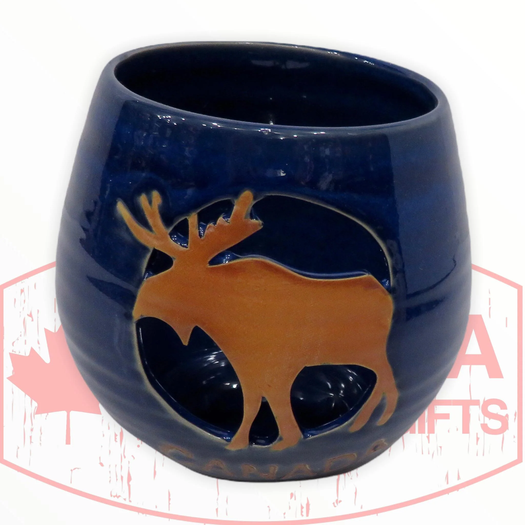 Canada Moose Bowl Shaped Ceramic Candle Holder - Tea Light Candle Holder Jar 22 oz