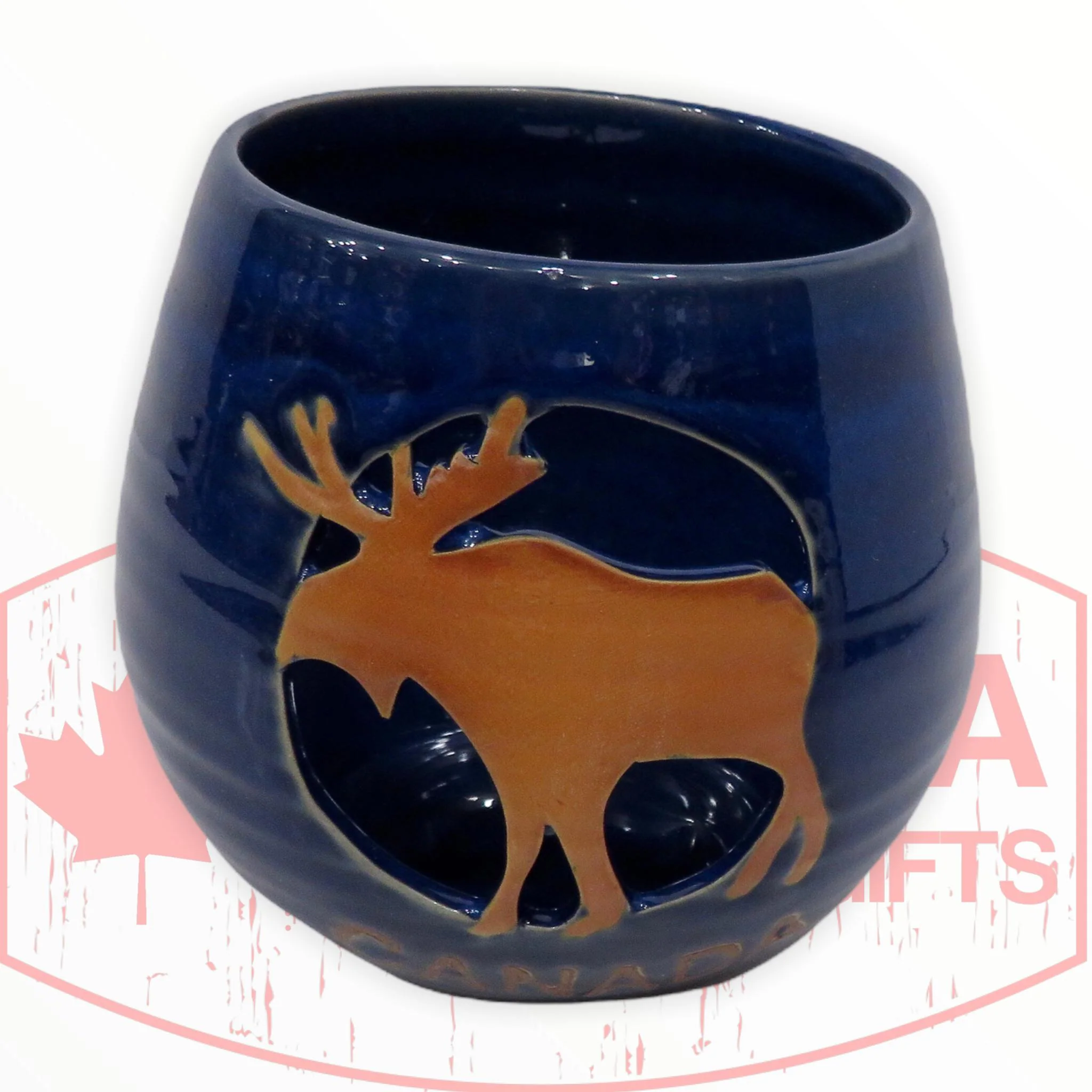 Canada Moose Bowl Shaped Ceramic Candle Holder - Tea Light Candle Holder Jar 22 oz