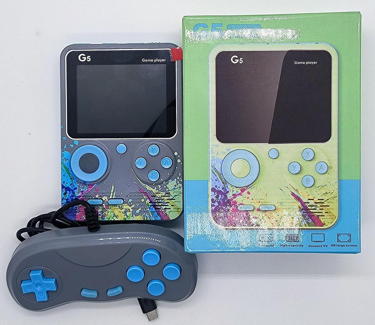 G5 Handheld Retro Game Console, 500 Built-In Games, 3-Inch Colour Screen, Rechargeable & TV Output – Random Colour