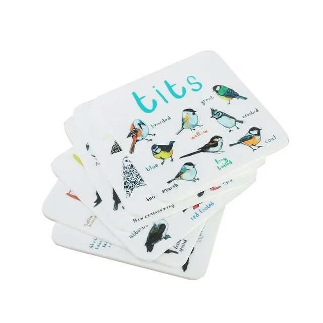 Funny Bird Pun Coasters Set of 6, Acrylic Drink Coasters for Table Protection, Cute Cartoon Bird Design Coaster Set for Coffee, Tea, Home & Kitchen Decor
