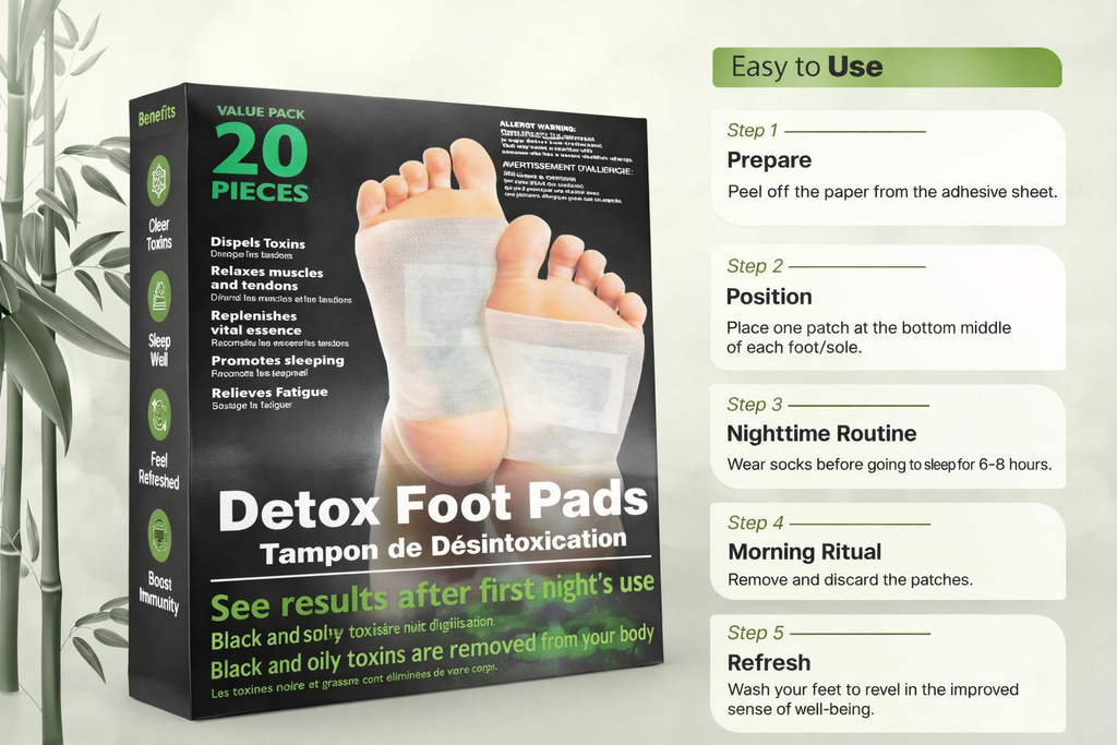 Detox Foot Pads 20 Pack - Natural Cleansing Patches
