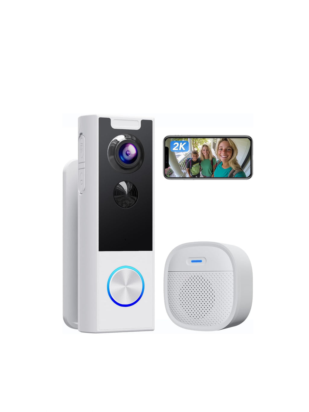 Wireless 2K Video Doorbell Camera – Smart WiFi Doorbell with PIR Motion Detection, Night Vision & Two-Way Audio