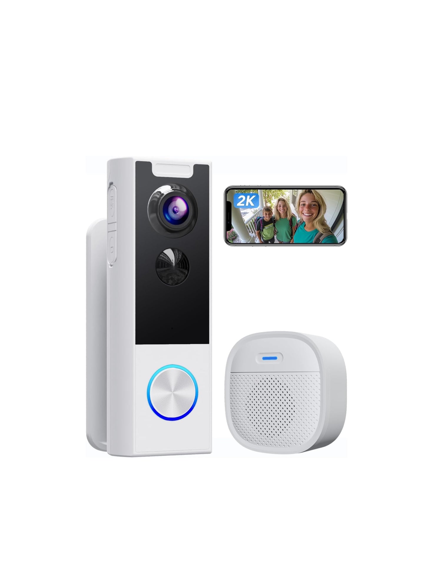 Wireless 2K Video Doorbell Camera – Smart WiFi Doorbell with PIR Motion Detection, Night Vision & Two-Way Audio