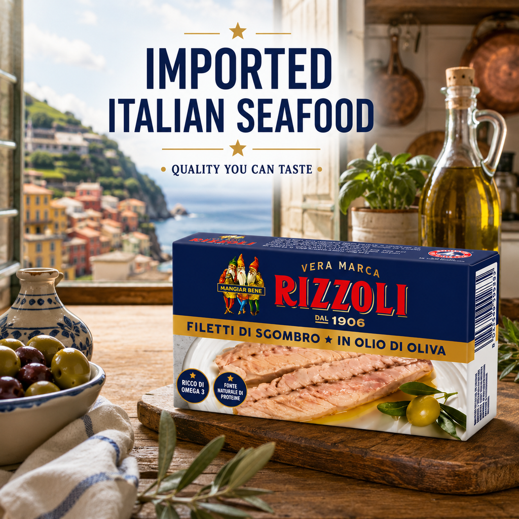 Rizzoli Mackerel Fillets in Olive Oil, 2-Pack Imported Italian Mackerel Fillets, Ready to Eat Canned Seafood