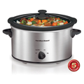 Hamilton Beach 4-Quart Oval Slow Cooker with Removable Stoneware Crock and Glass Lid - Stainless Steel
