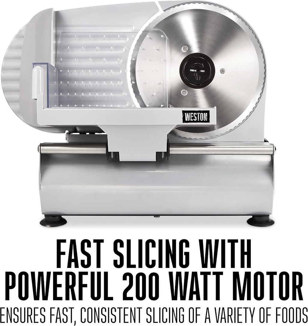 Weston Electric Meat Slicer, 7.5-Inch Stainless Steel Blade, Adjustable Thickness, 200W – Silver (61-0750-W)
