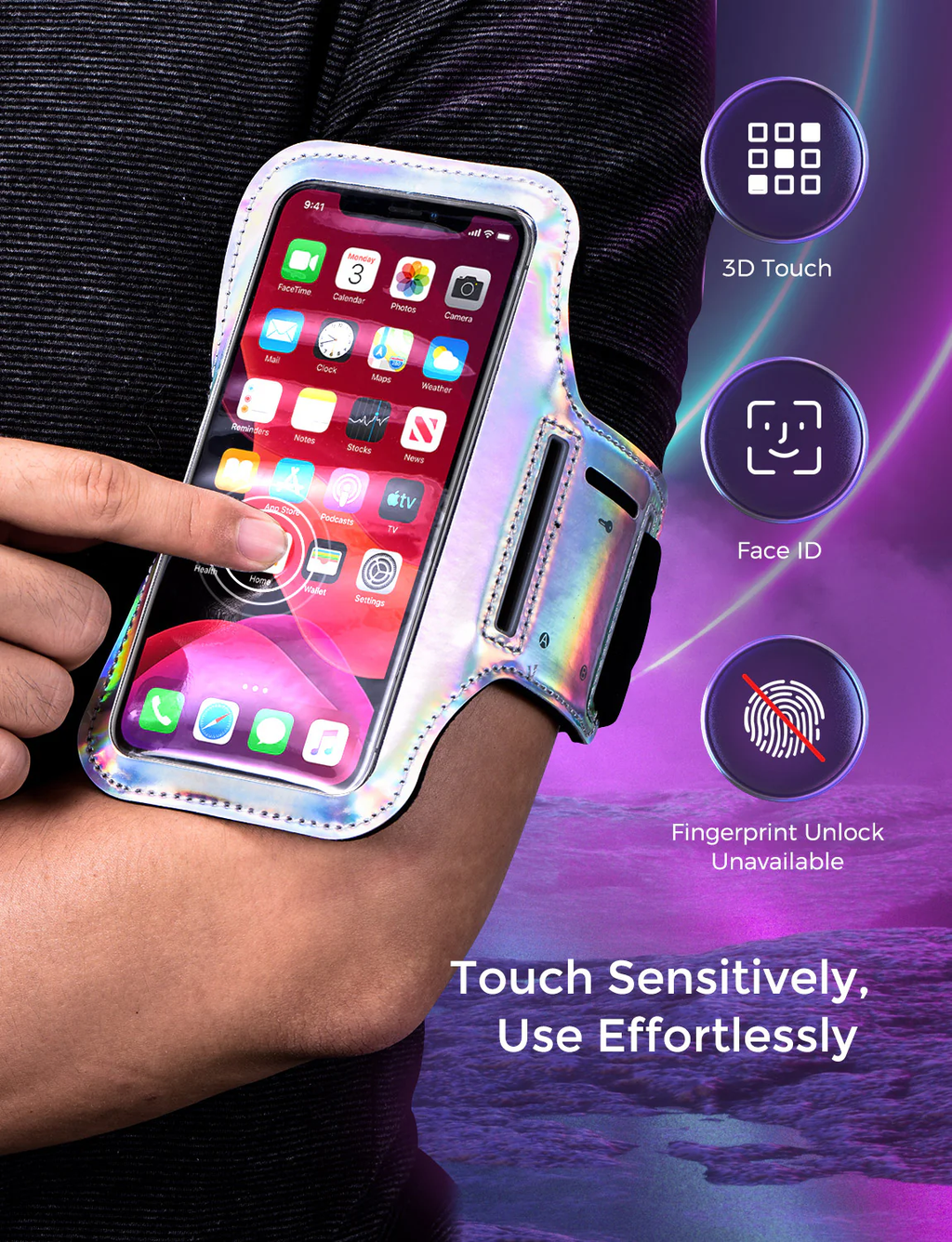 Sports Phone Armband Running Arm Band with Adjustable Strap Sweat Resistant Workout Phone Holder