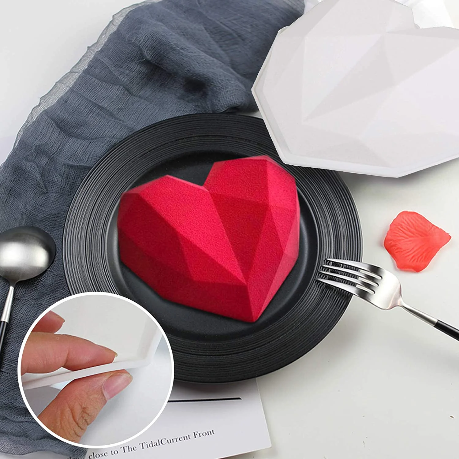 Diamond Heart Silicone Cake Mold Heart Baking Mold Nonstick Muffin Pan