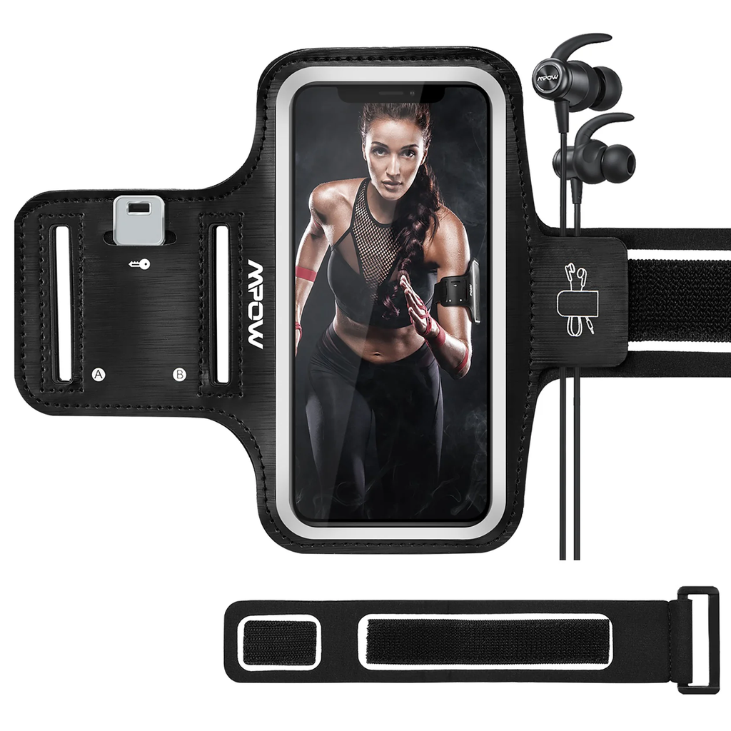Running Phone Armband, Universal Sports Arm Band Phone Holder with Adjustable Strap, Sweat Resistant Workout Armband for Gym, Running, Cycling, Compatible with Most Smartphones