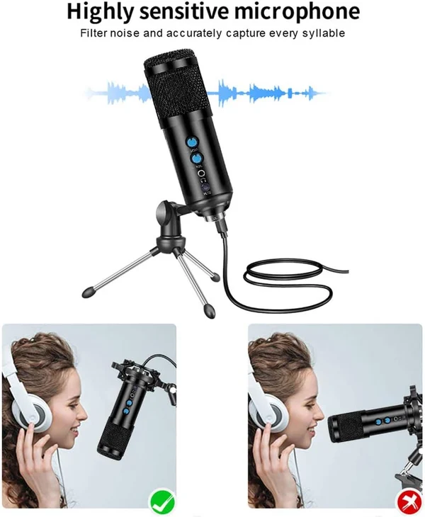 DODOCOOL USB Condenser Microphone Kit with Boom Arm, Pop Filter & Shock Mount (DC229B)