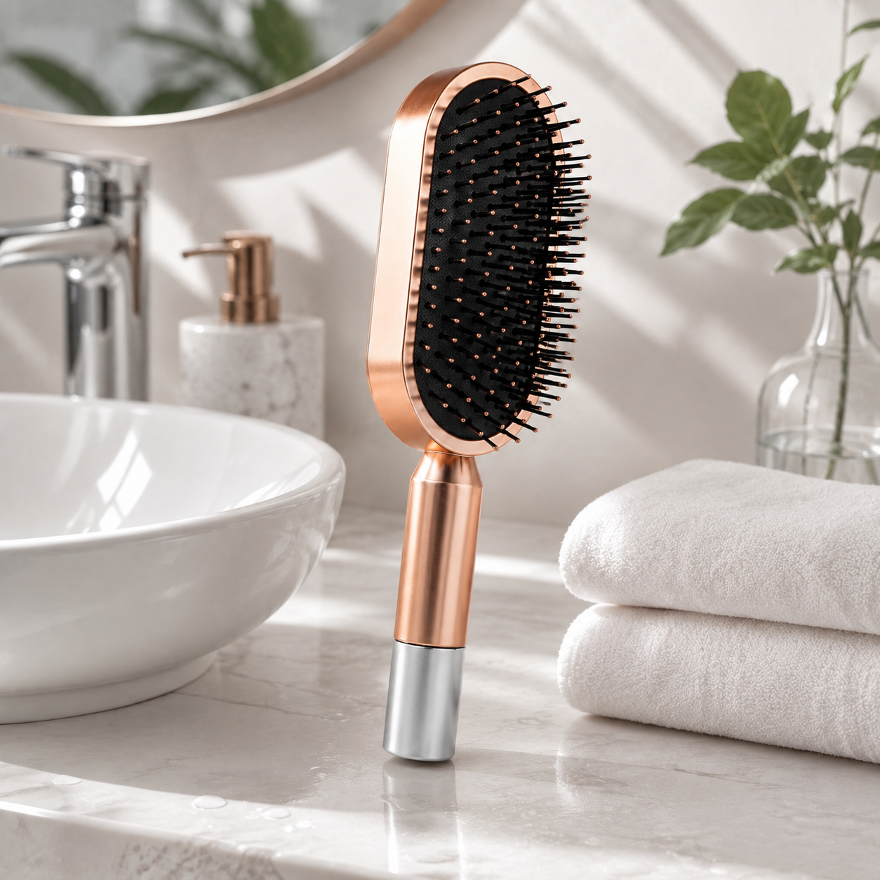 Wet & Dry Air Cushion Hair Brush with Drainage Design, Detangling Paddle Brush for Daily Hair Care