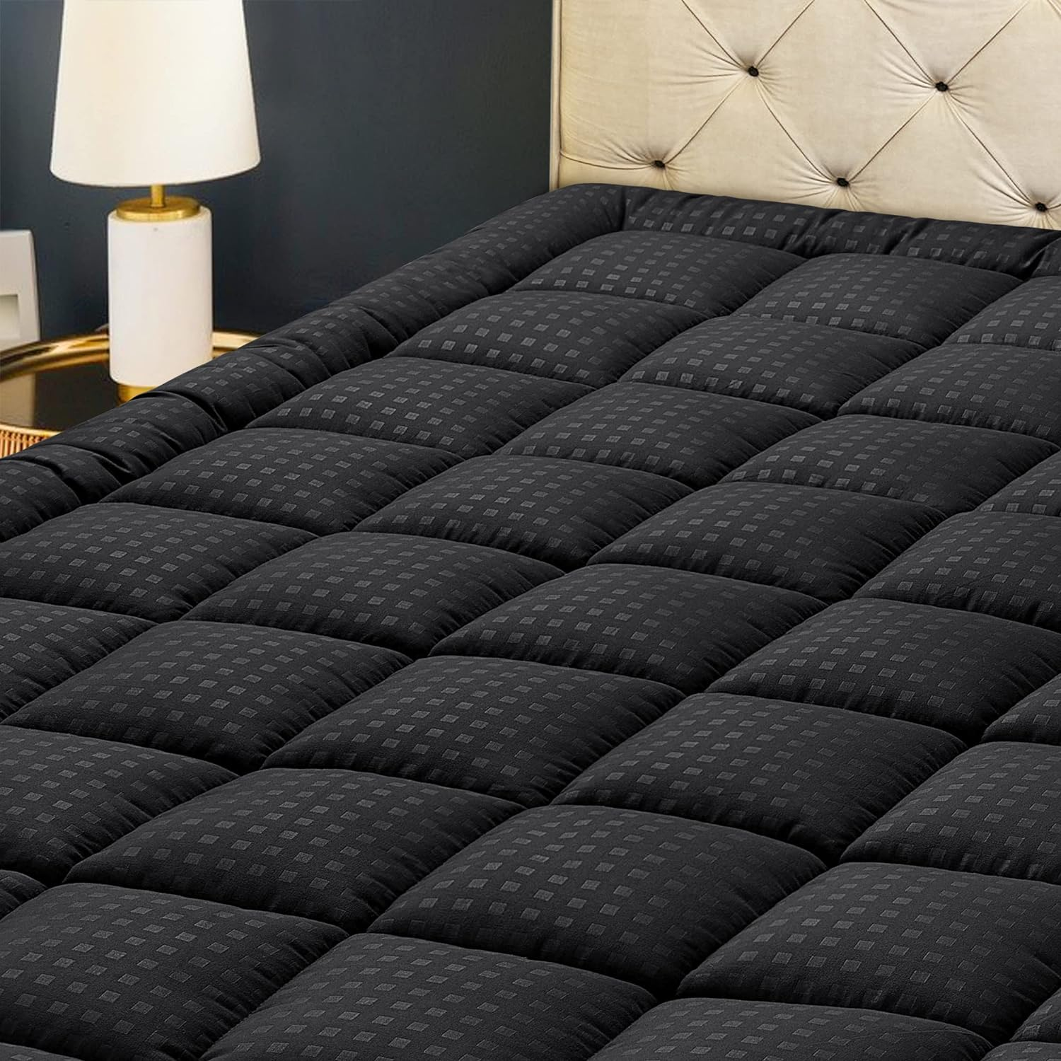 Quilted Mattress Pad Mattress Topper Mattress Protector, Deep Pocket Fit 8-21 Inch Mattresses, Soft Breathable Microfiber Cover