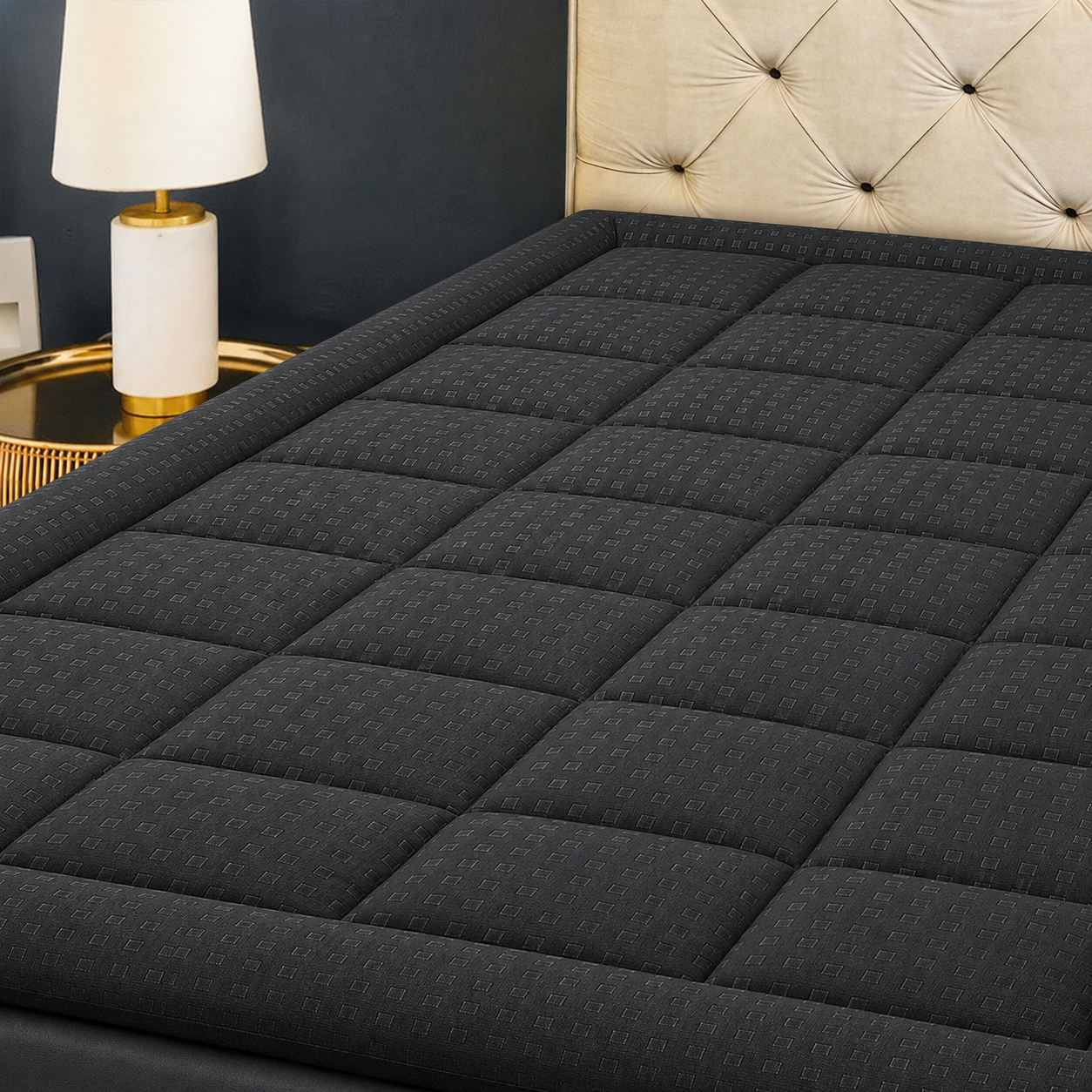 Quilted Mattress Pad Mattress Topper Mattress Protector, Deep Pocket Fit 8-21 Inch Mattresses, Soft Breathable Microfiber Cover