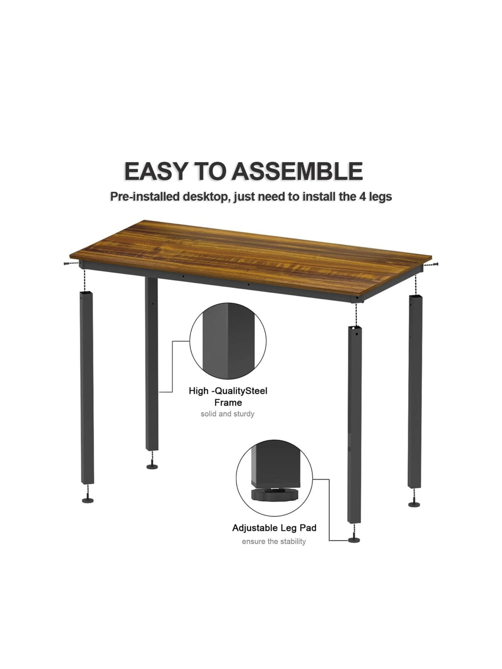47.2" Computer Desk with Storage Shelf – Modern Home Office Writing Desk