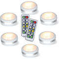 6 Pack LED Puck Lights with Remote Control – Battery Operated Under Cabinet Lighting, Dimmable Closet & Kitchen Lights