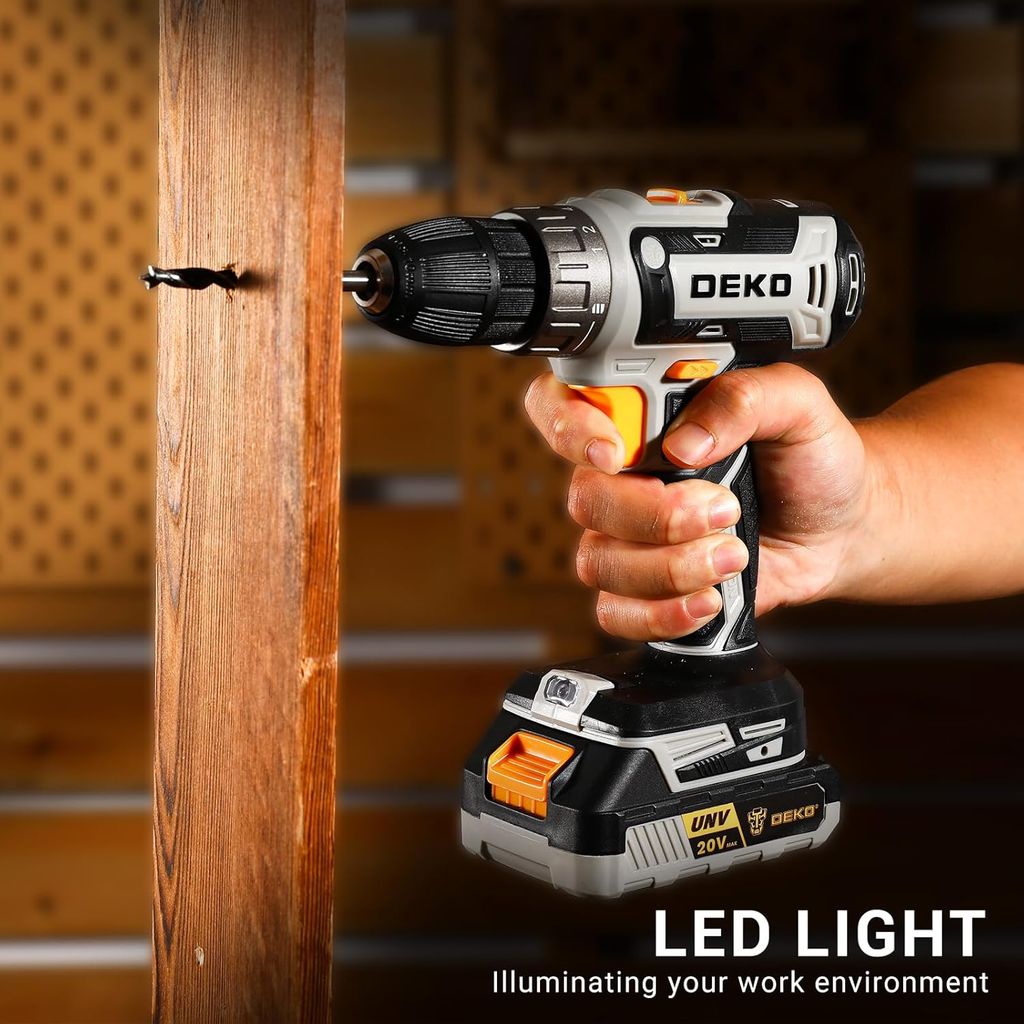 AZMERA 20V Cordless Power Drill Set with Battery & Charger – Electric Drill Driver Kit