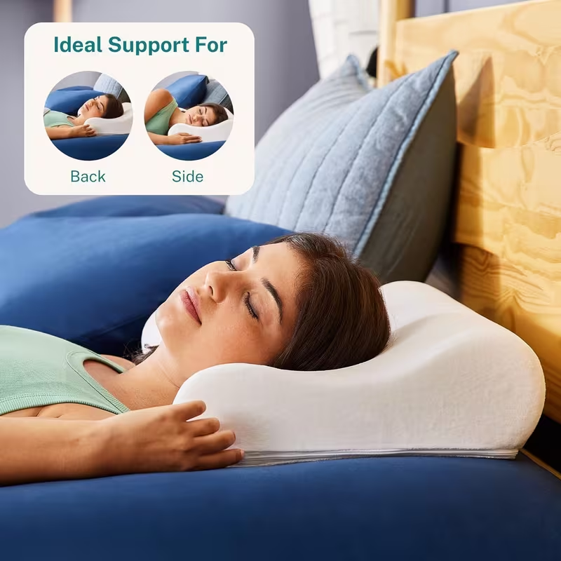 Memory Foam Neck Pillow with Washable Cover – Ergonomic Support Pillow for Comfortable Sleep