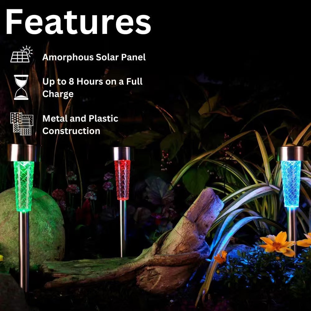 Moonrays Solar LED Garden Stake Lights Outdoor Color Changing Landscape Lights for Yard Pathway Lawn 2 Set 3 Pack Per Set Total 6 Lights