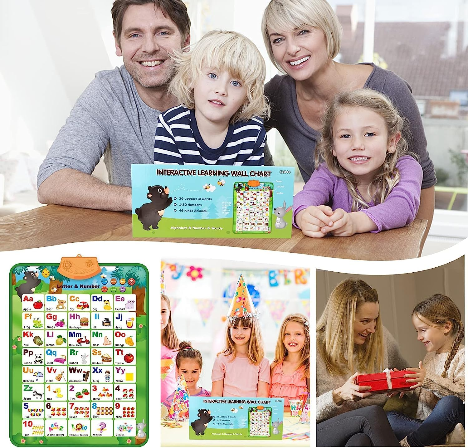 Interactive Electronic Alphabet & Number Learning Wall Chart for Kids Ages 3+