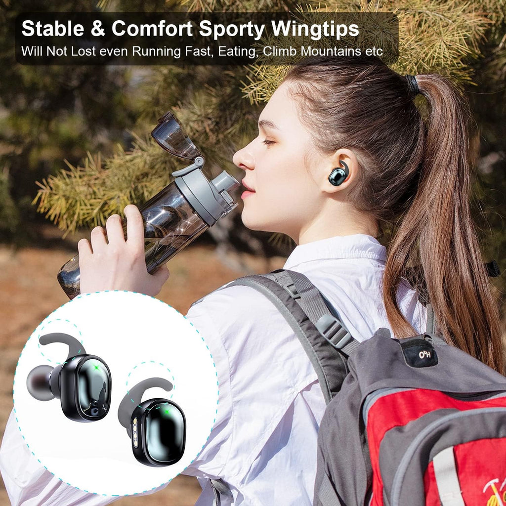 Ruinsto Waterproof Wireless Earbuds – Sports Bluetooth Earphones with Charging Case, Dynamic Bass & Touch Control
