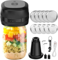 3-in-1 Rechargeable Electric Mason Jar Vacuum Sealer Kit for Regular and Wide Mouth Jars – Black