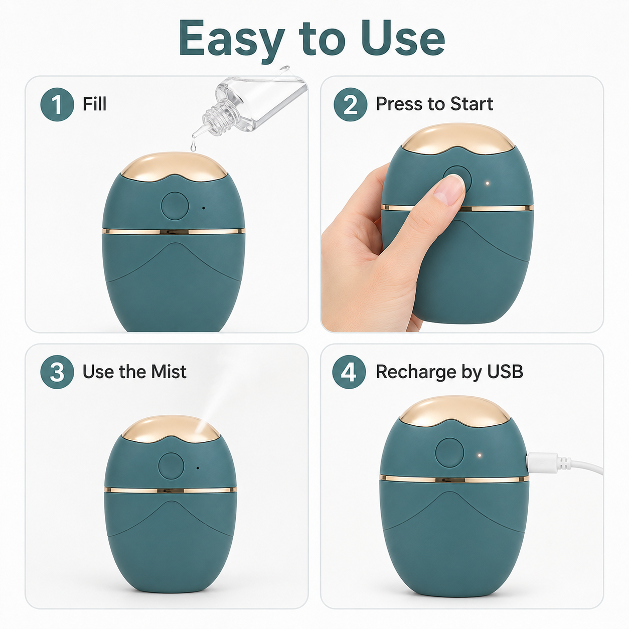 Portable Multi-Function Eye Care Device with Fine Mist, Warm Compress, 3 Heat Settings and USB Rechargeable Design