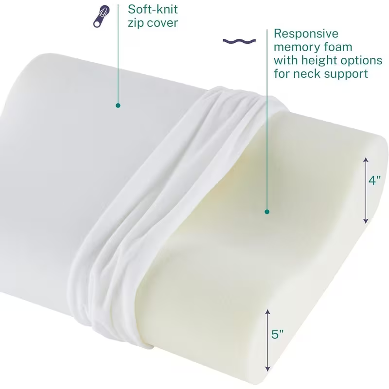 Memory Foam Neck Pillow with Washable Cover – Ergonomic Support Pillow for Comfortable Sleep