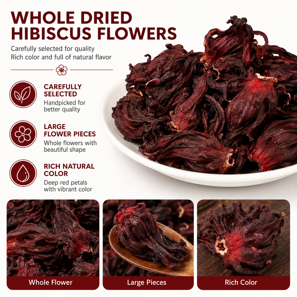 Dried Hibiscus Flowers 227g (8oz / 1/2lb) | Loose Herbal Tea Ingredient