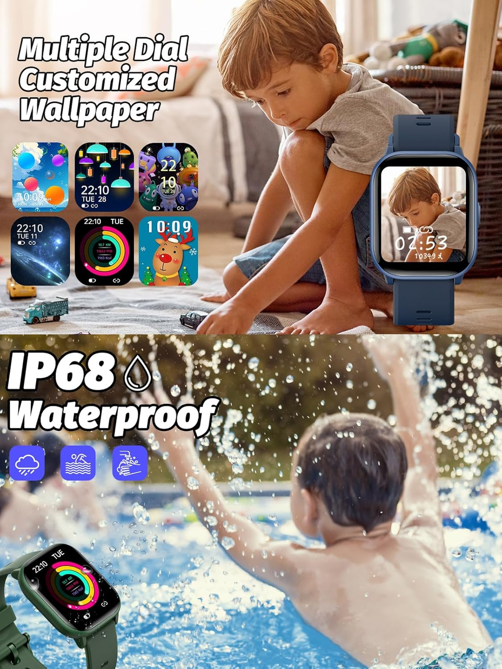 Kids Smart Watch Fitness Tracker Waterproof Activity Tracker with Sleep Monitor Pedometer Alarm Touch Screen