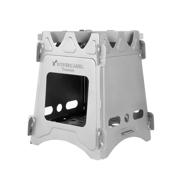 RoverCamel Portable Titanium Camping Stove Lightweight Backpacking Wood Stove Compact Outdoor Cooking Stove for Hiking Camping