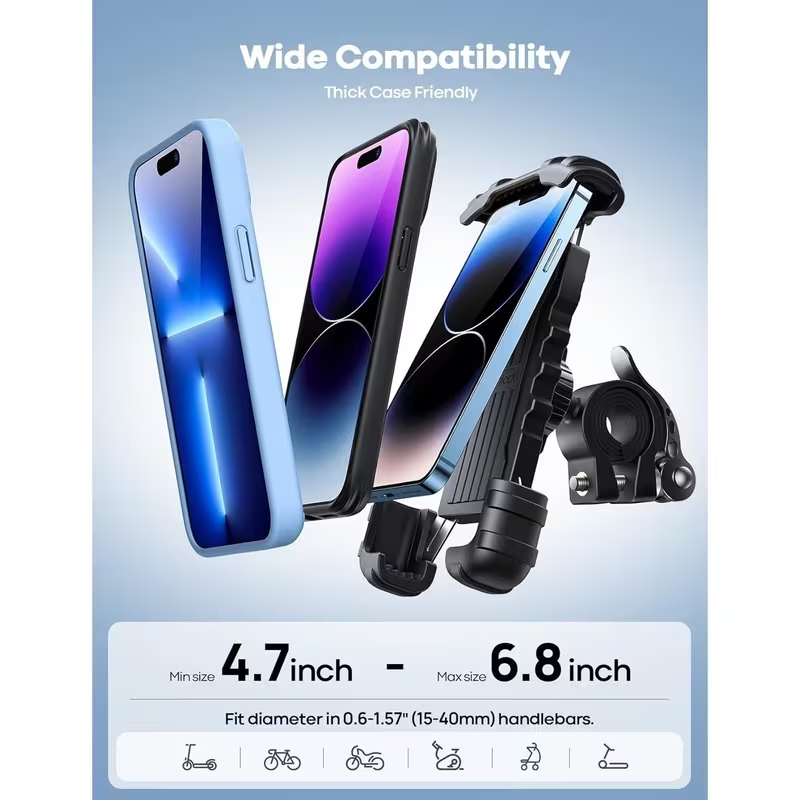 Motorcycle Bike Phone Mount – Handlebar Phone Holder for Cycling and Riding