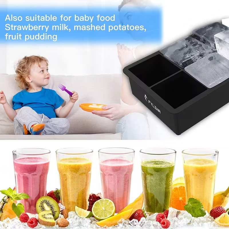 Large Ice Cube Tray Set with Lid – Sphere & Square Ice Ball Mold for Whiskey, Cocktails & Drinks (BPA Free Silicone Ice Mold)