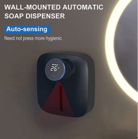 Automatic Foaming Soap Dispenser Wall Mounted – Touchless Sensor Soap Dispenser with Temperature Display, 3-Level Foam Control, USB Rechargeable (320ml)