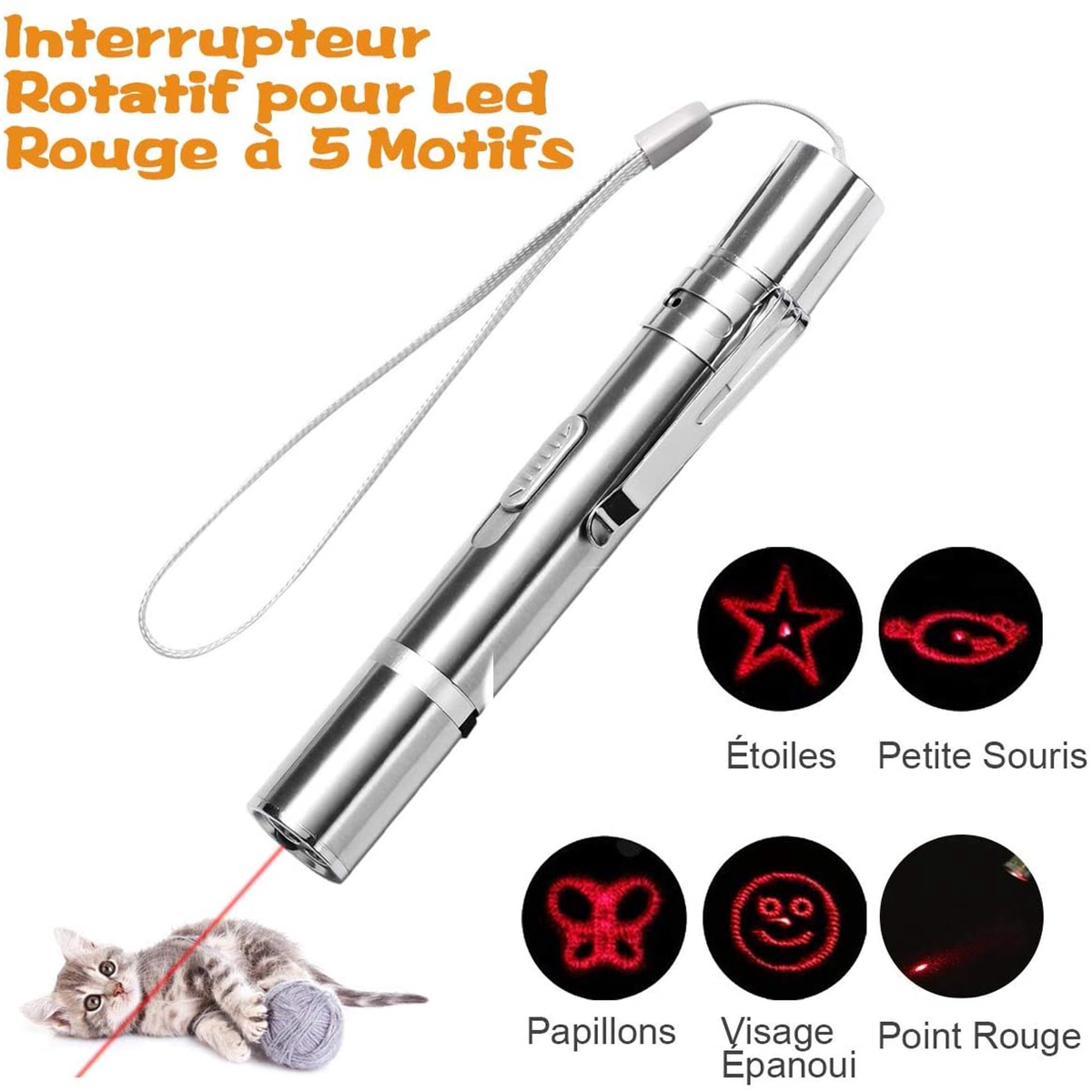 USB Rechargeable Cat Laser Toy – Interactive Pointer with Wrist Strap