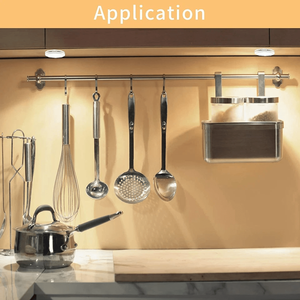 6-Pack LED Puck Lights with Remote – Battery Powered Under Cabinet Lights, Dimmable Touch Control & Timer